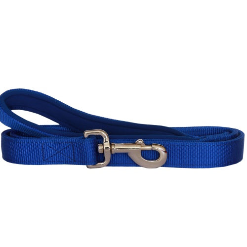 Durable and Reliable Nylon Dog Lead with Neoprene Handle - 25mm x 120cm - Blue