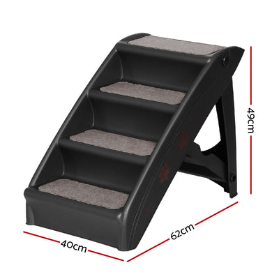 Portable Foldable Dog Steps For Accessing Bed, Sofa, Car - Black