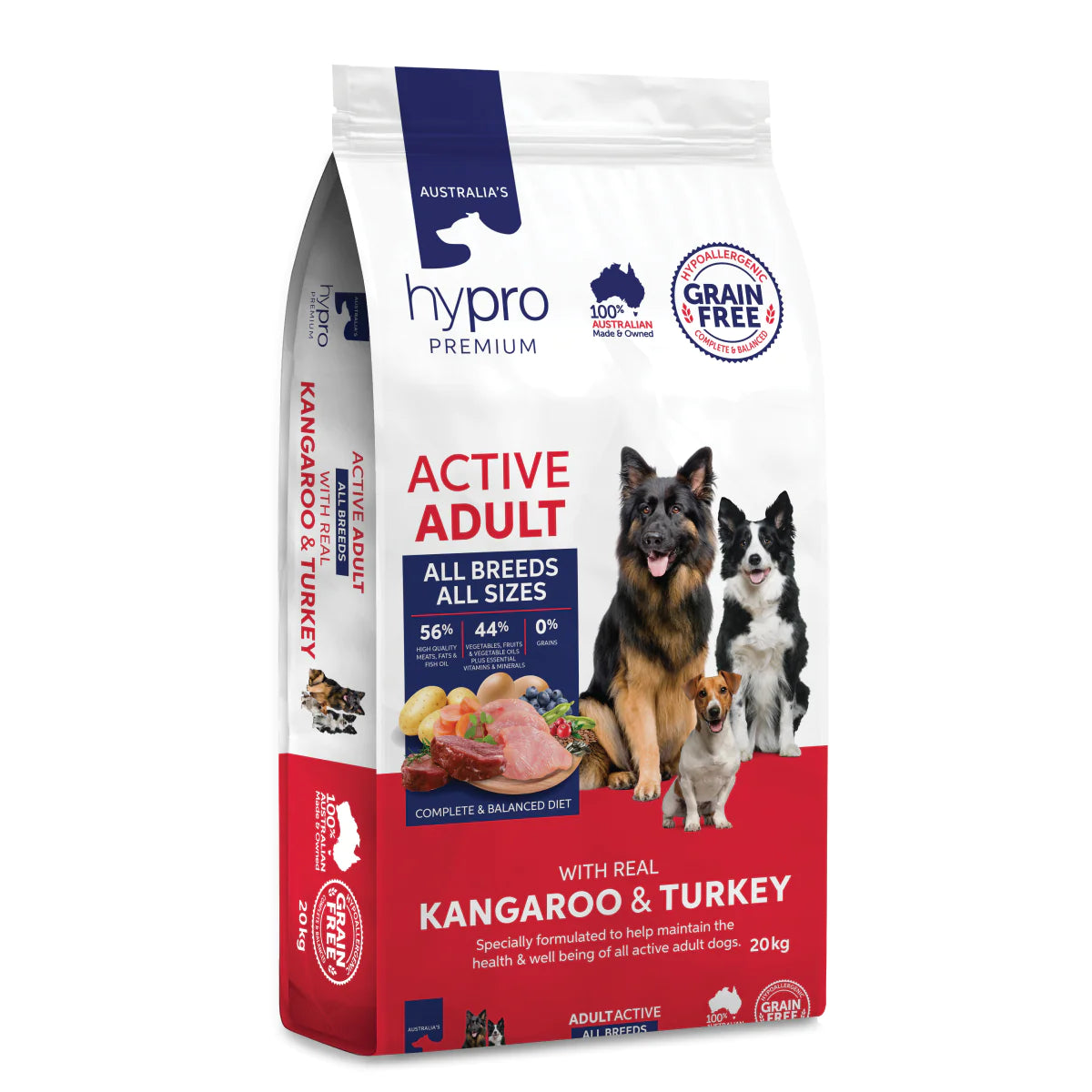 Hypro Premium - Grain Free Active Adult Dog Food - Kangaroo & Turkey - 20kg