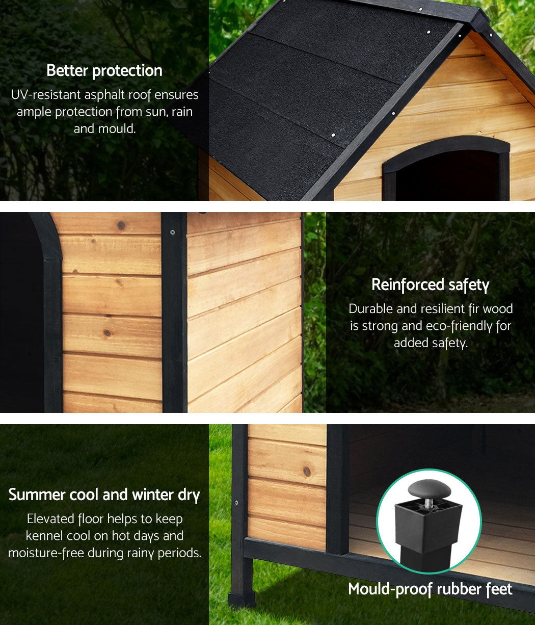 Sturdy Extra Large Wooden Dog Kennel - Spacious, Ventilated and Weatherproof