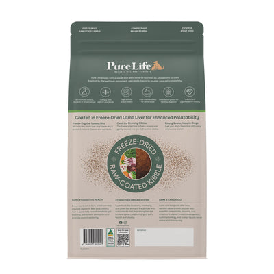Pure Life Adult Dog Food – Freeze-Dried Raw Coated Kibble – Lamb & Kangaroo