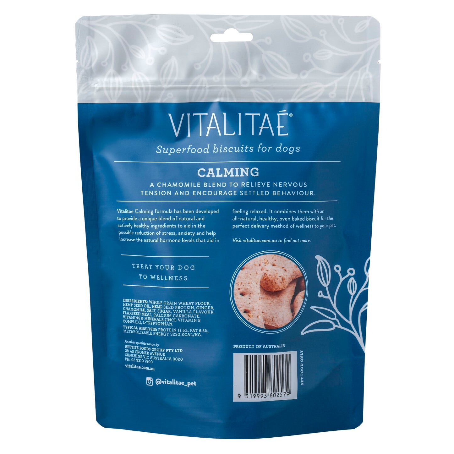 Vitalitae Calming Superfood Biscuits for Dogs with Chamomile & L-Tryptophan