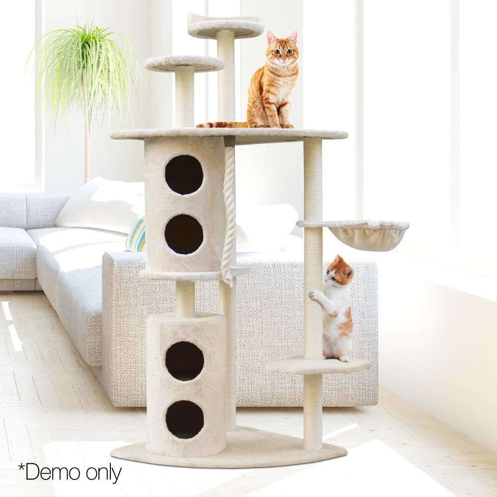 170cm XL Multi Level Cat Scratching Tree Tower in Beige