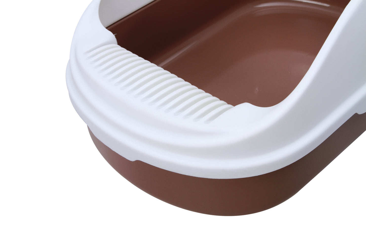 Medium Cat Litter Box with High Walls and Scoop - Brown