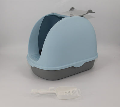 Medium Hooded Cat Litter Box with Handle and Scoop - Blue