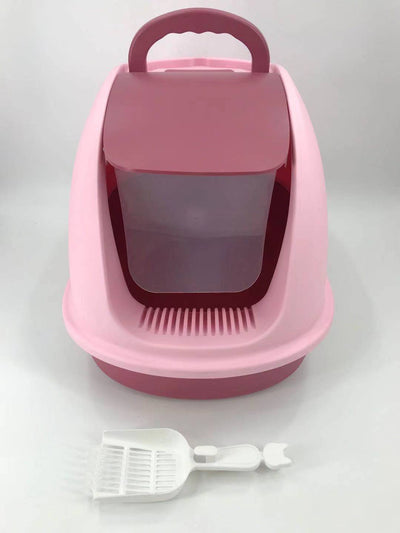 XL Hooded Cat Litter Box with Ventilation, Charcoal Filter and Scoop - Pink