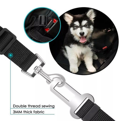 Adjustable Pet Harness for Car Travel with Seat Belt Clip Attachment - Yellow