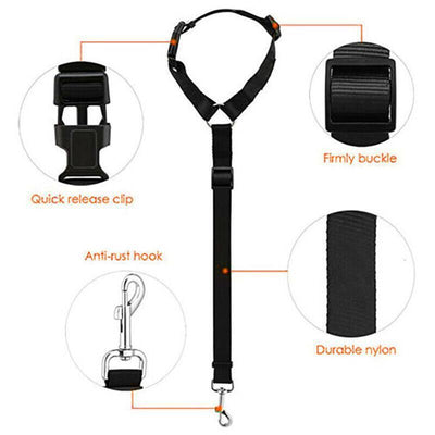 Adjustable Pet Dog Car Clip Lead Harness Strap for Vehicle Travel Restraint Use - Black