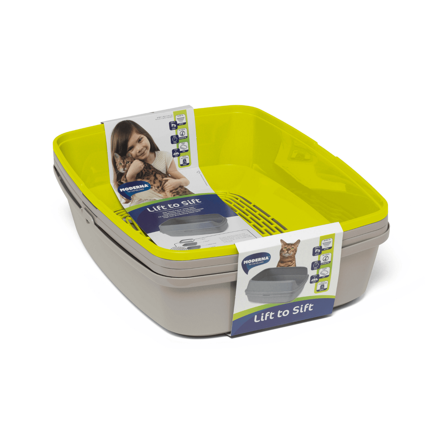 Jumbo Moderna Lift-to-Sift - Scoop Free Cat Litter Box in Grey