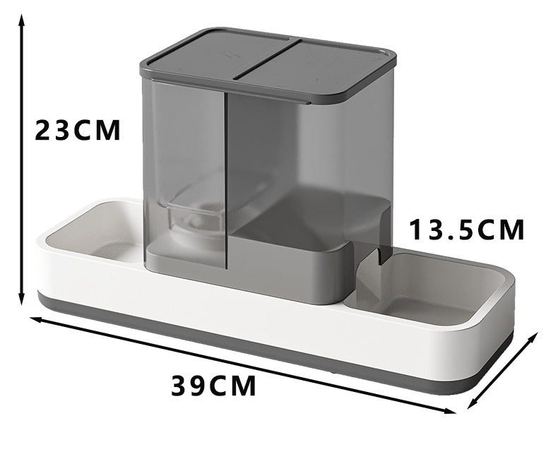 Grey 2-in-1 Automatic Pet Gravity Dispenser for Water and Food