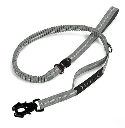 Shock Absorbing Dog Leash with Reflective Stitching - for Small to Large Dogs - Grey