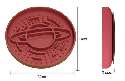 Planet Saturn Slow Feeder Dog Bowl - 2-in-1 Design for Healthy Eating - Green