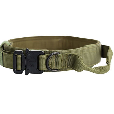 Heavy Duty Tactical Dog Collar - Adjustable - Green (Extra Large)
