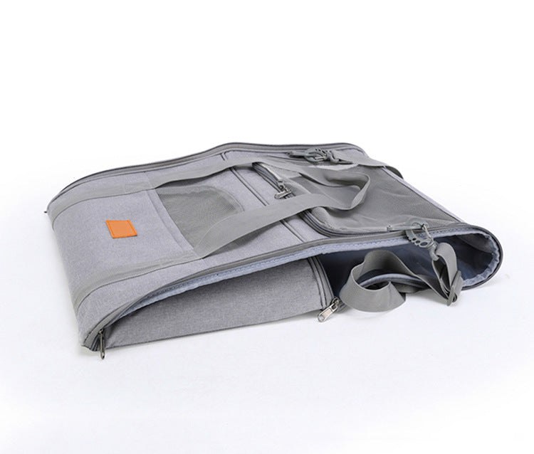 Black Soft-Sided Foldable Pet Carrier with Plush Bedding - Fits Cats & Small Dogs Under 6kg