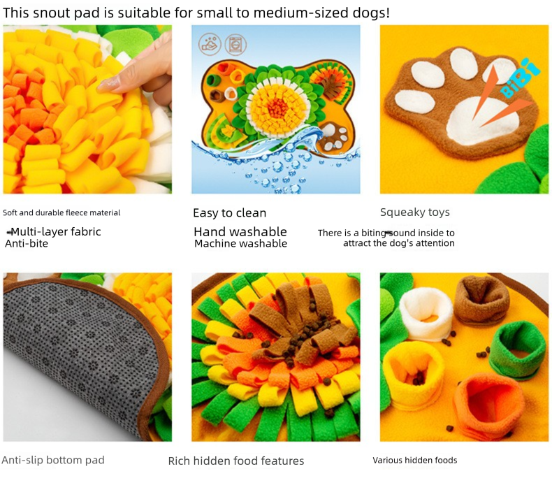 Cute Bone Shaped Snuffle Mat for Dogs - Slow Feeder & Foraging Puzzle Toy - Great for Anxiety Relief & Mental Stimulation (Yellow)