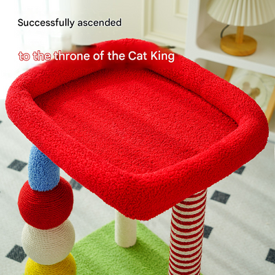 Compact & Colourful Sisal Scratching Post with Hanging Ball Toy