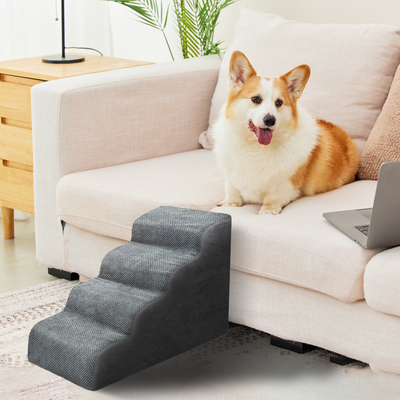 4 Tier Non-Slip Foam Dog Steps for High Beds or Couches
