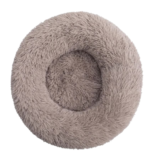 Calming & Relaxing Donut Pet Bed for Cats & Small Dogs - Beige Brown - 50cm
