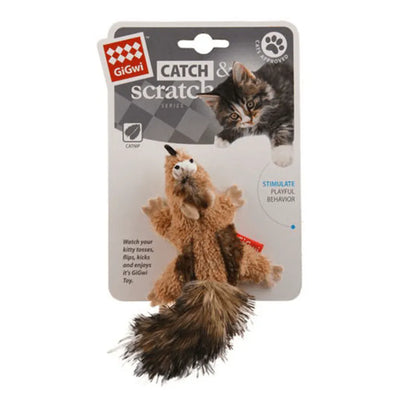 GiGwi Catch & Scratch Chipmunk - Stuffed with the Finest Catnip!
