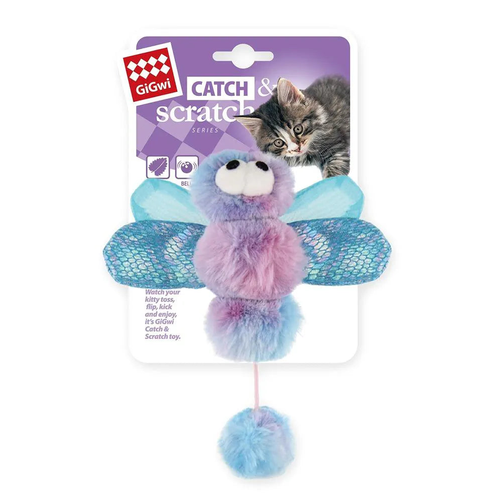 GiGwi Catch & Scratch Ice Cream Dragonfly - Plush Catnip Fun!
