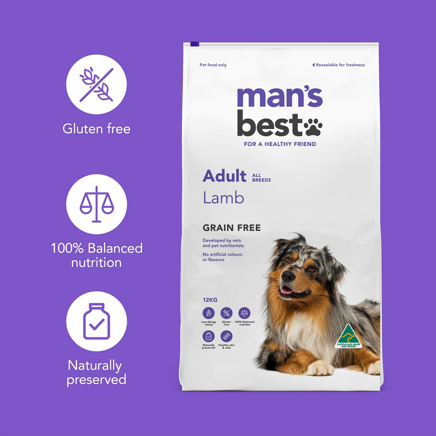 Man’s Best – Premium Grain Free Adult Dog Food – Lamb
