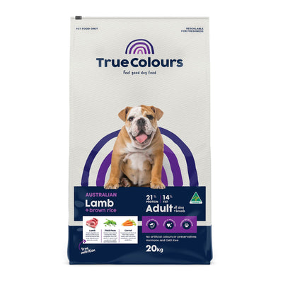 True Colours 100% Balanced Adult Dog Food – Australian Lamb + Brown Rice