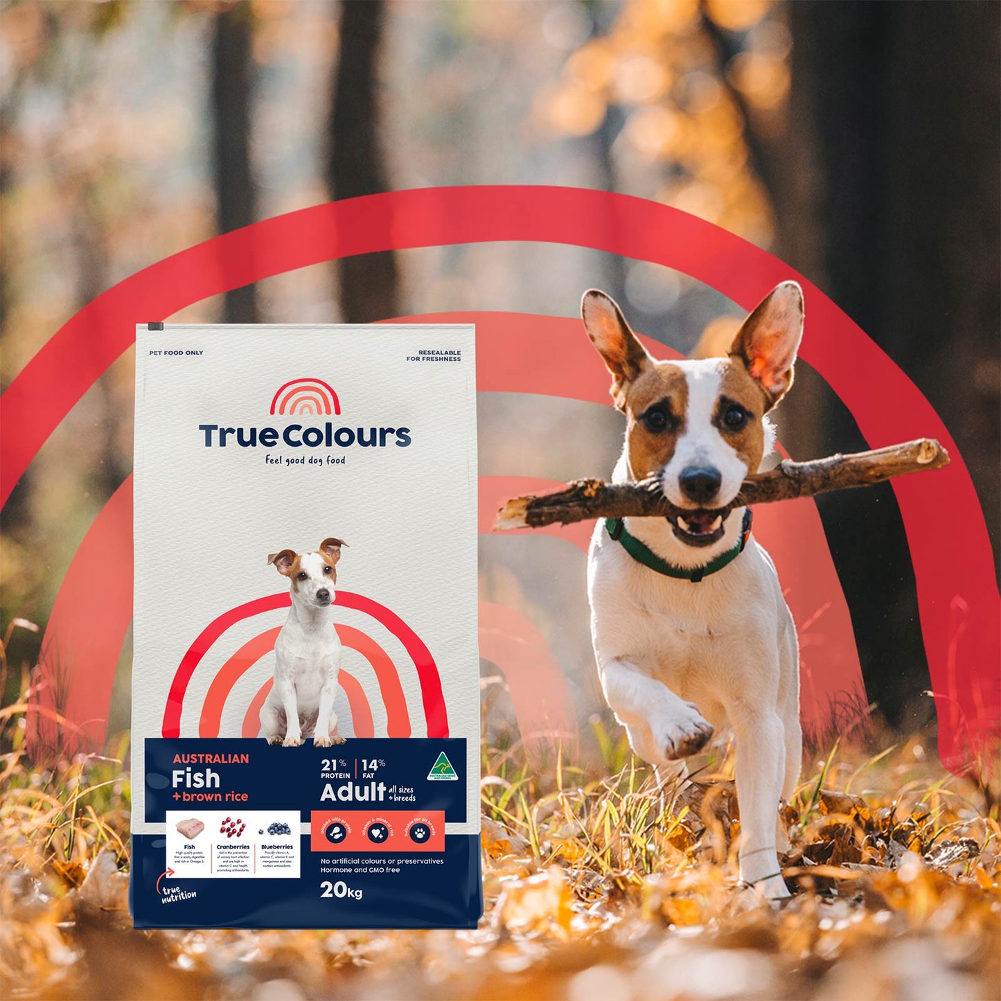 True Colours 100% Balanced Adult Dog Food – Australian Fish + Brown Rice