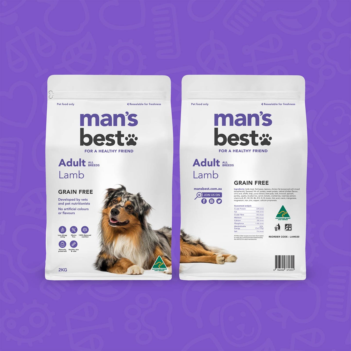 Man’s Best – Premium Grain Free Adult Dog Food – Lamb