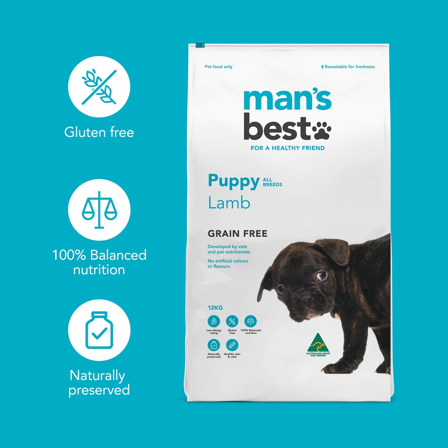 Man’s Best – Premium Grain Free food for Puppies – Lamb