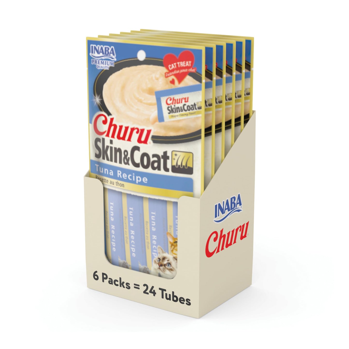 Inaba Cat Churu – Skin and Coat - Tuna with Scallop Recipe - 24 Tubes