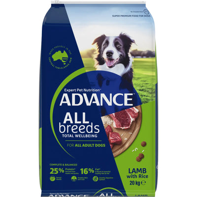 Advance Adult Dog Food - Total Wellbeing Varieties for All Breeds - Lamb or Chicken with Rice