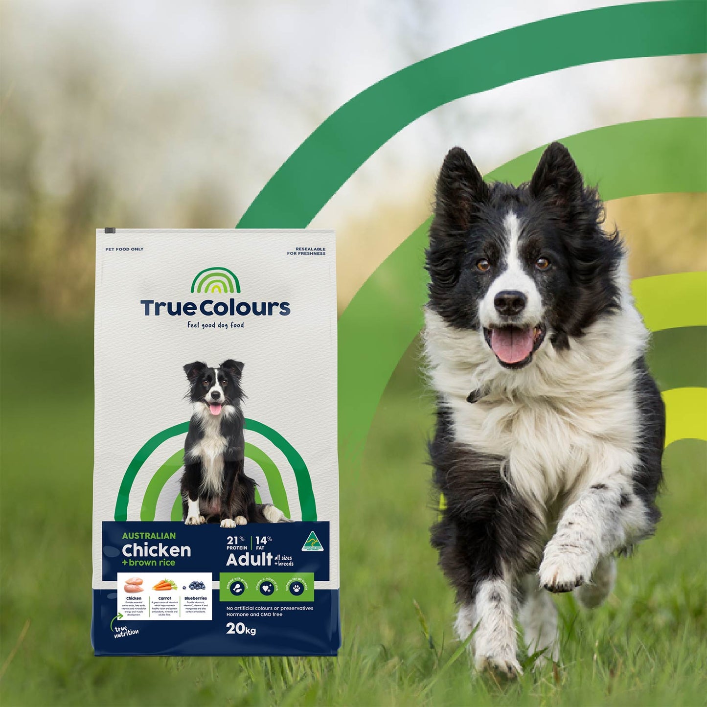 True Colours 100% Balanced Adult Dog Food – Australian Chicken + Brown Rice