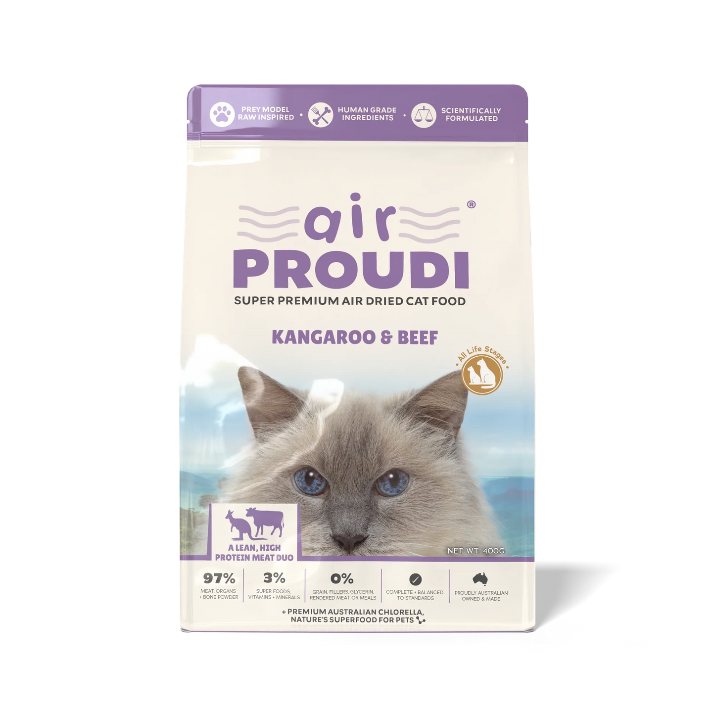 Proudi Super Premium Air Dried Cat Food – Kangaroo & Beef