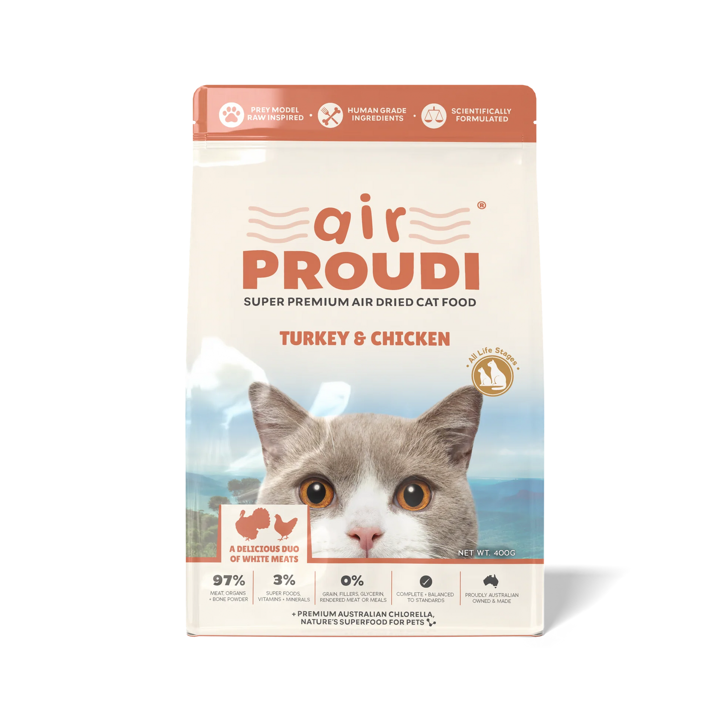 Proudi Super Premium Air Dried Cat Food – Turkey & Chicken