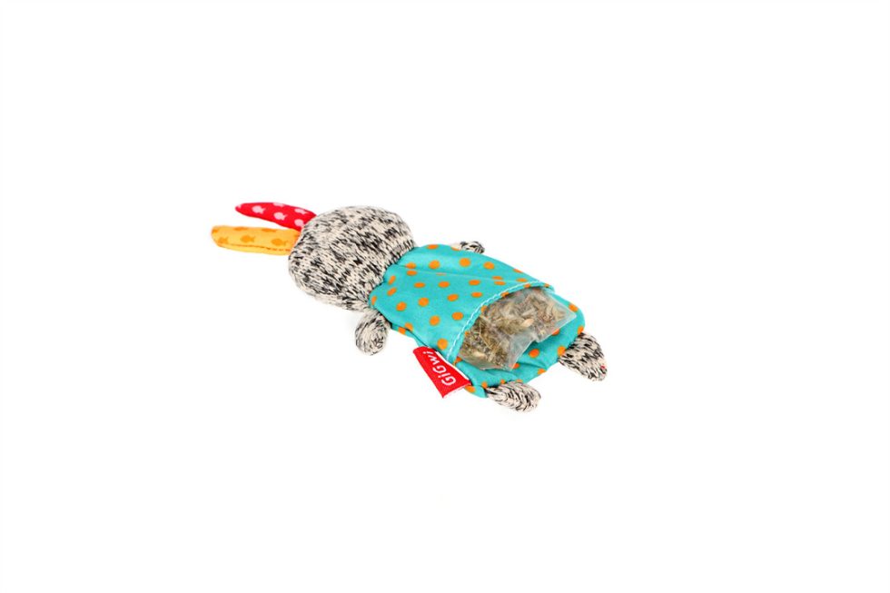 GiGwi Refillable Catnip Rabbit - With Mess-Free Catnip Teabag Refills!
