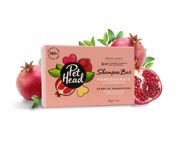 Pet Head Natural Pomegranate 3-in-1 Cleansing, Hydrating and Nourishing Shampoo Bar