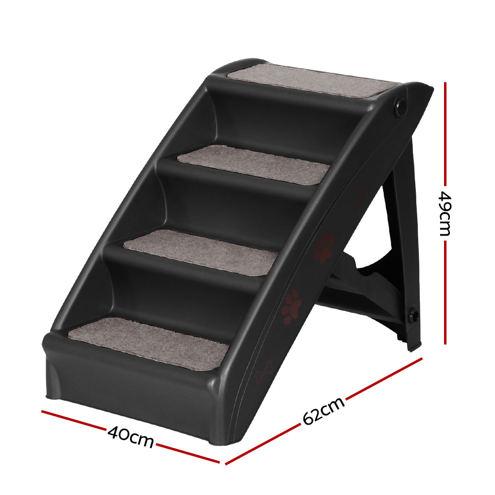 Portable Foldable Dog Steps For Accessing Bed, Sofa, Car - Black