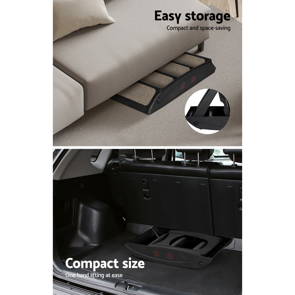 Portable Foldable Dog Steps For Accessing Bed, Sofa, Car - Black