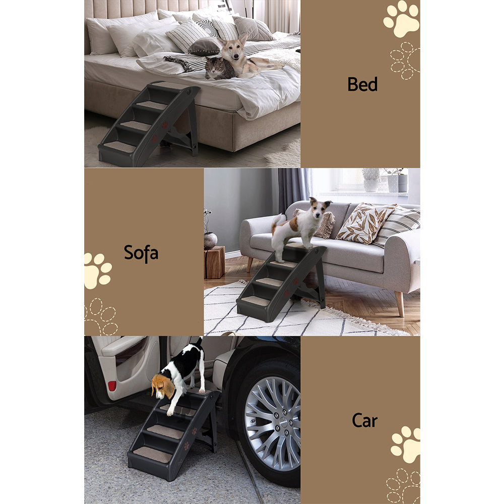 Portable Foldable Dog Steps For Accessing Bed, Sofa, Car - Black
