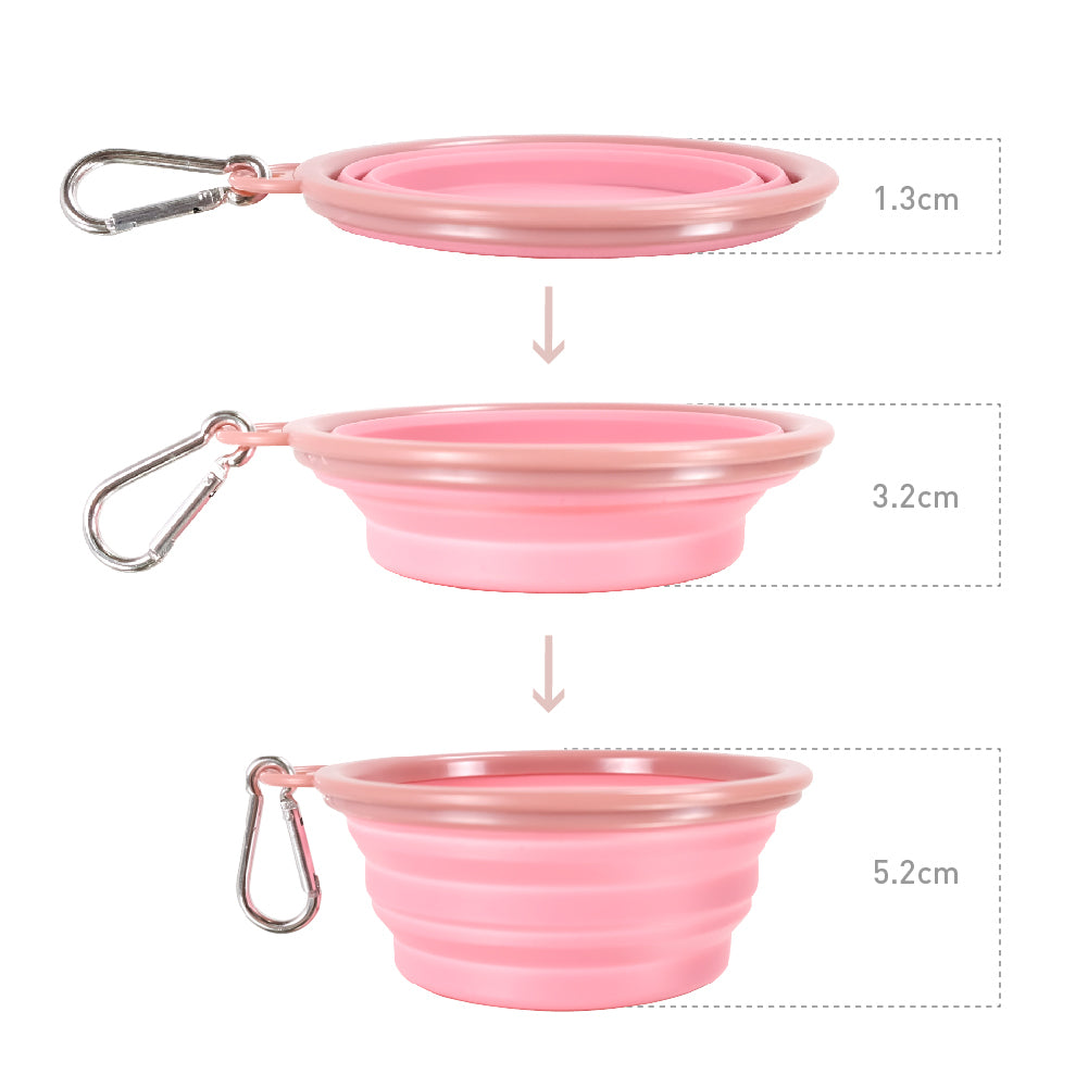 Quick Bite Collapsible Travel Pet Bowl - Pink