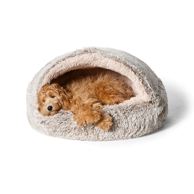 Snooza Luxurious Hoodie Cuddler Pet Bed in Mink - Calming & Comforting - Three Sizes