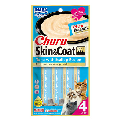 Inaba Cat Churu – Skin and Coat - Tuna with Scallop Recipe - 24 Tubes