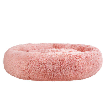 XXL Calming Plush Donut Dog Bed - Pink - 110cm