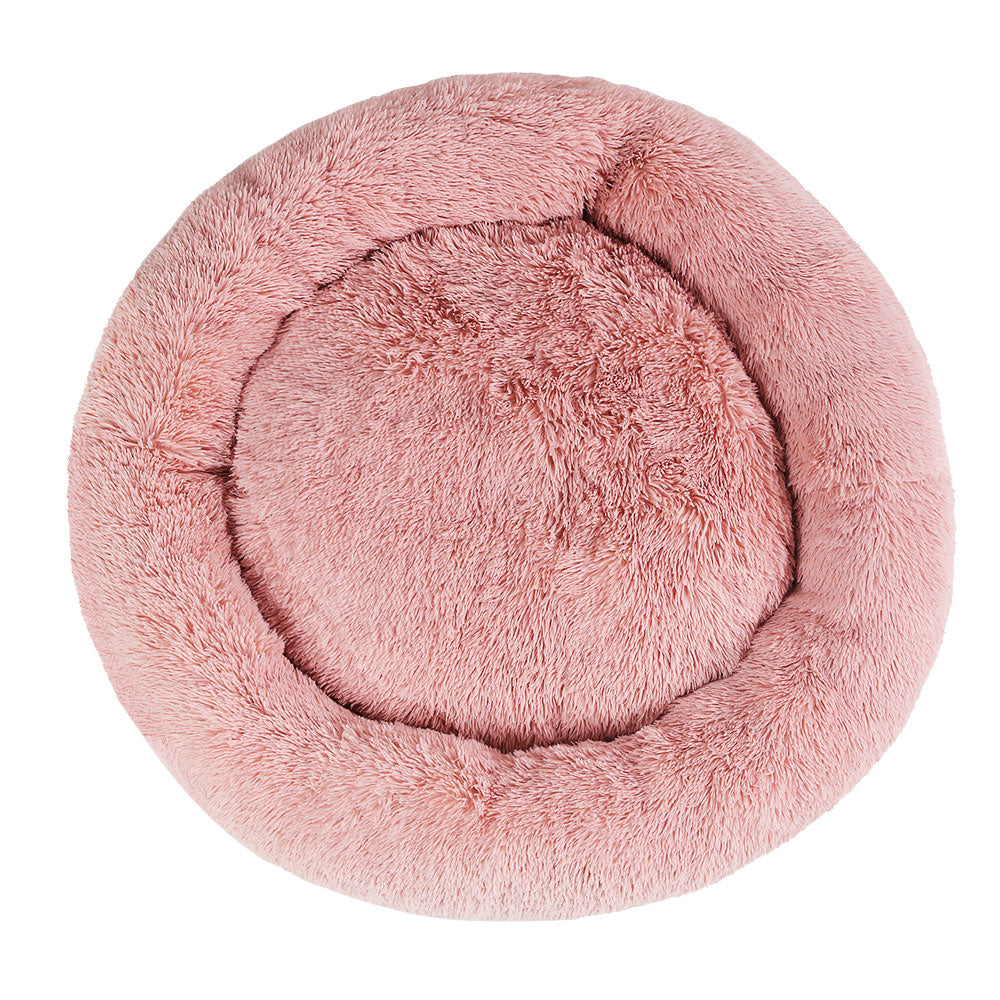 XXL Calming Plush Donut Dog Bed - Pink - 110cm