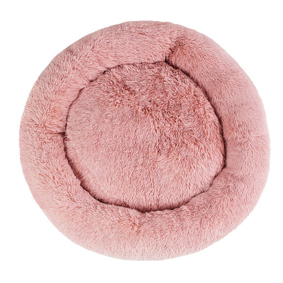 XXL Calming Plush Donut Dog Bed - Pink - 110cm