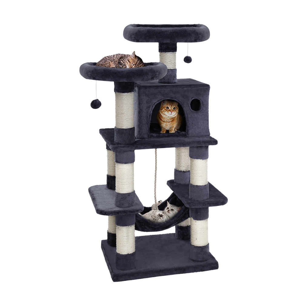 145cm Cat Scratching Tree with 12cm Thick Durable Posts - Perfect for Ferocious Felines!