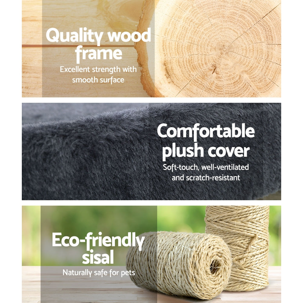 145cm Cat Scratching Tree with 12cm Thick Durable Posts - Perfect for Ferocious Felines!