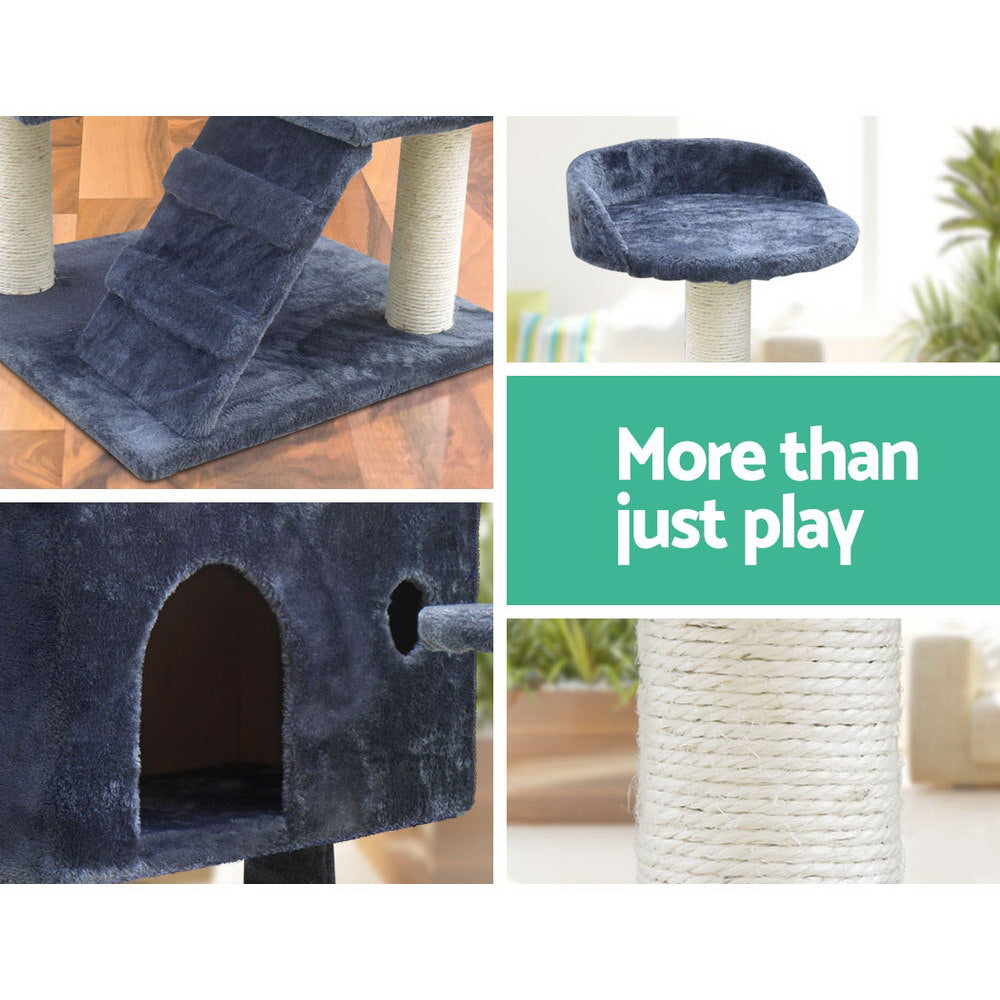 134cm Comfy Velvet and Sisal Cat Scratching Tree in Blue