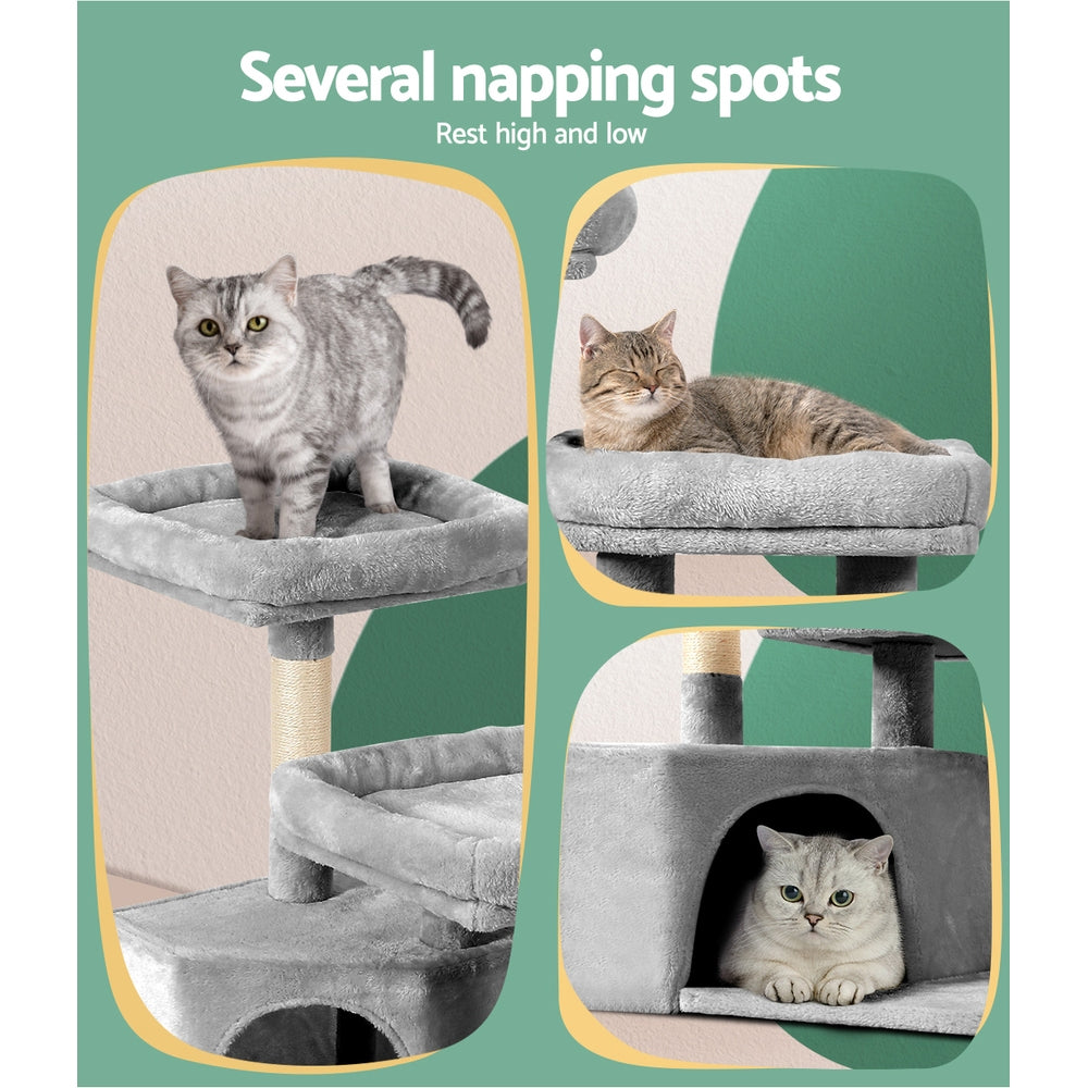 69cm Cute Cat Scratching Tree with Cubby Hole and Lounging Platforms