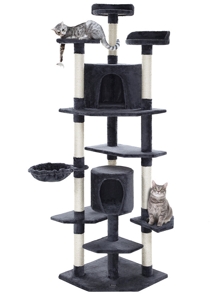 203cm Ultimate Giant Multilevel Cat Scratching Tree in Grey